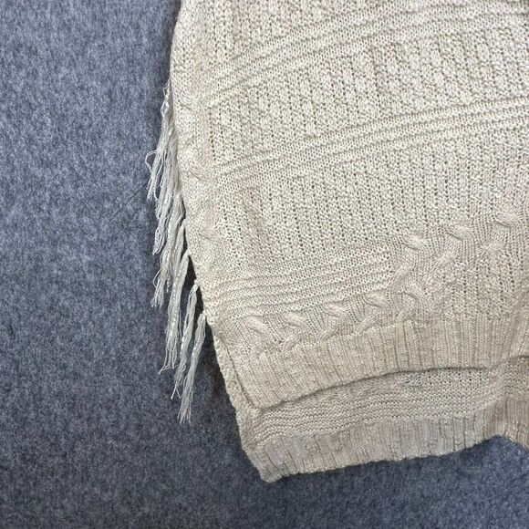She+Sky Sweater Womens S Sleeveless Chunky‎ Knit Western Boho Fringe Mock Neck - Picture 5 of 12